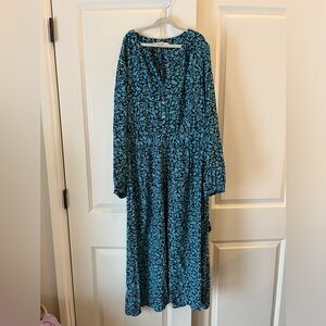 Midi Long Sleeve Dress - LOFT Print Size 14